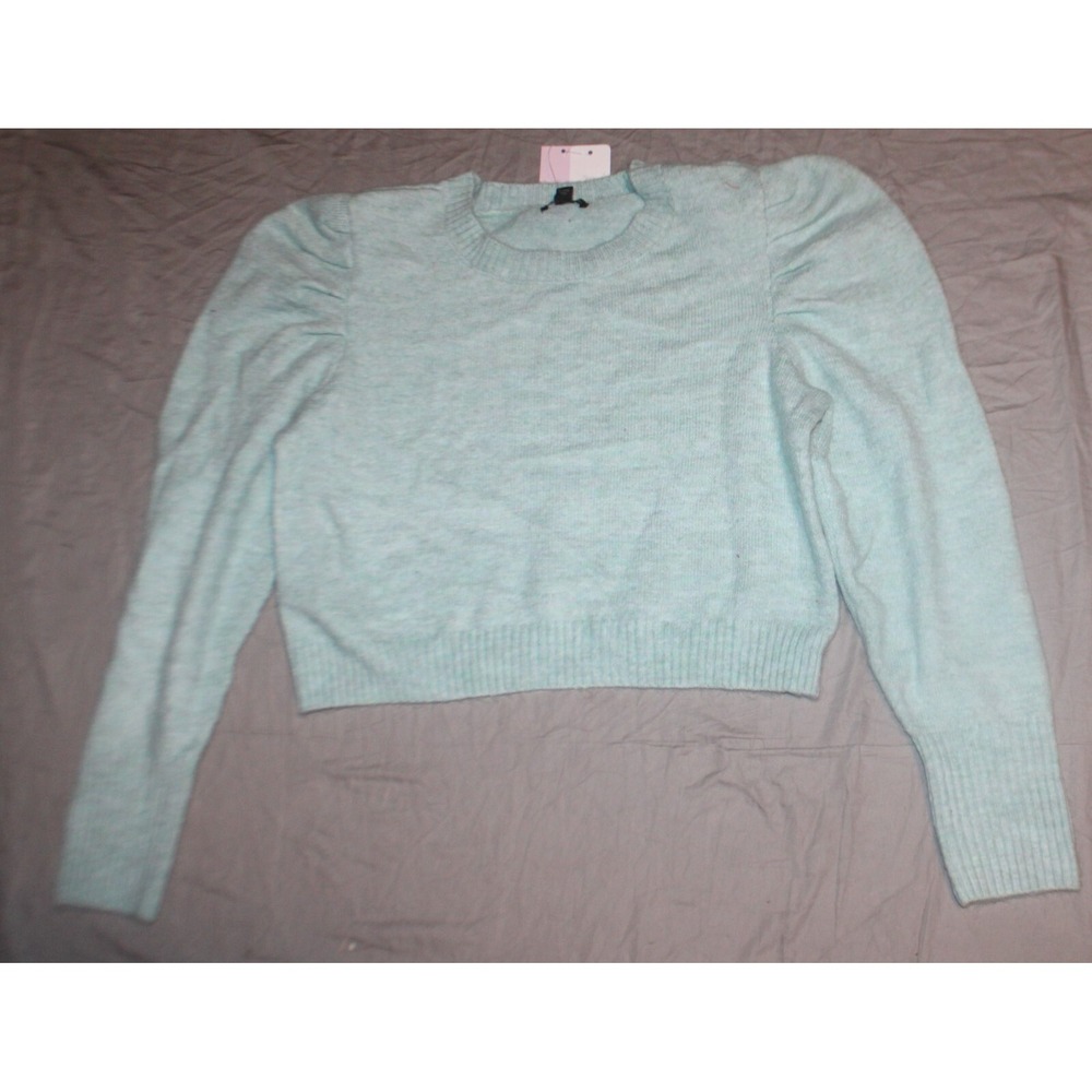 Wild Fable Womens Black Puff Sleeve Crew Neck Pullover Sweater Size L NEW